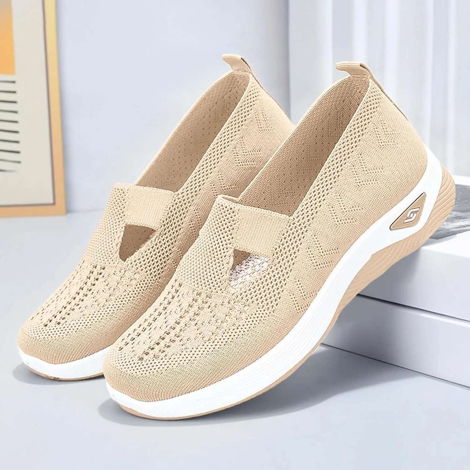 Women's Summer Fashion Mesh Breathable Casual Shoes Round Head Non Slip One Foot Stirrup Casual Sneakers Casual Walking Shoes