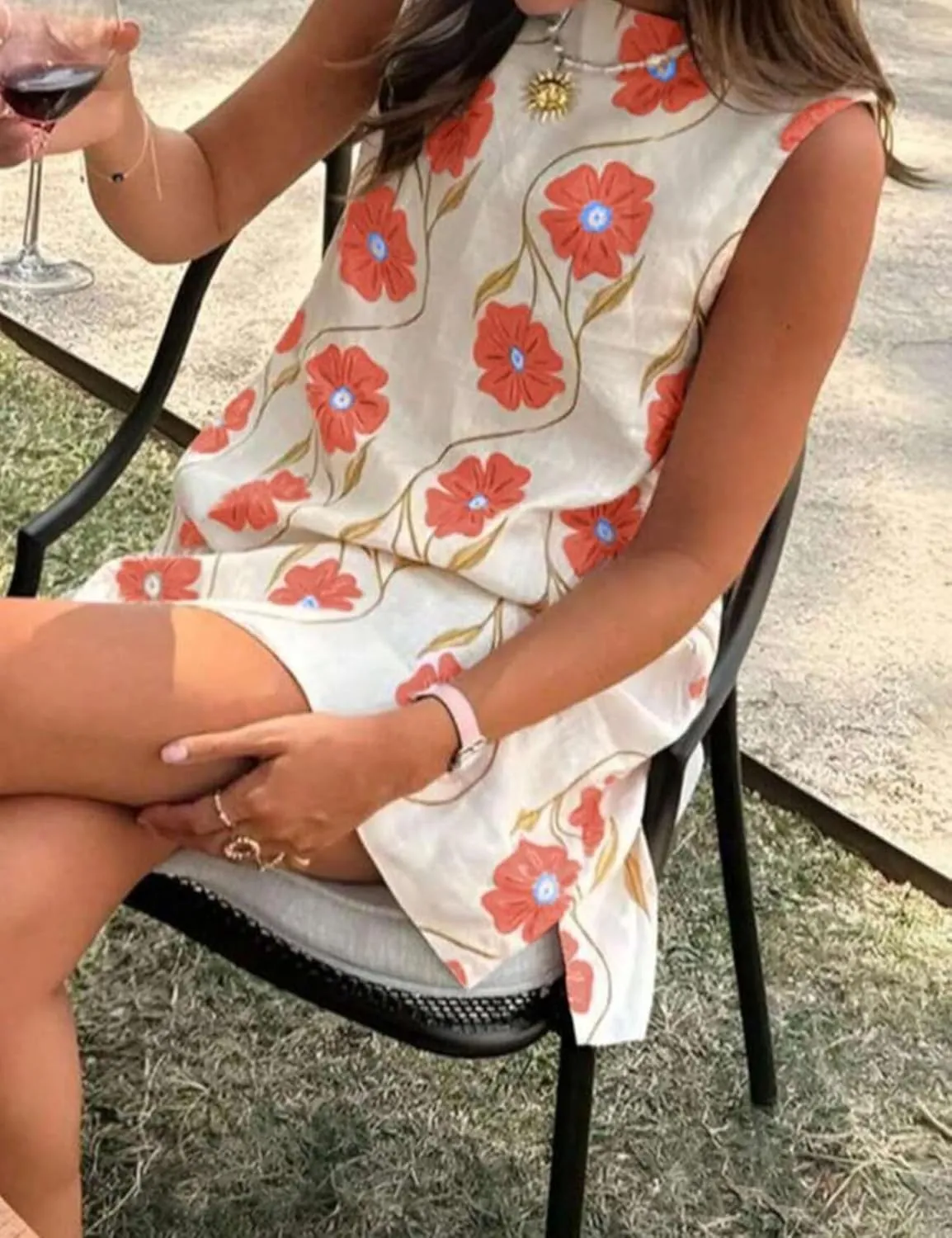 Womens Summer Floral Print Mini Dress Romantic Sleeveless Shift Short Dress Vacation Fairy Dresses