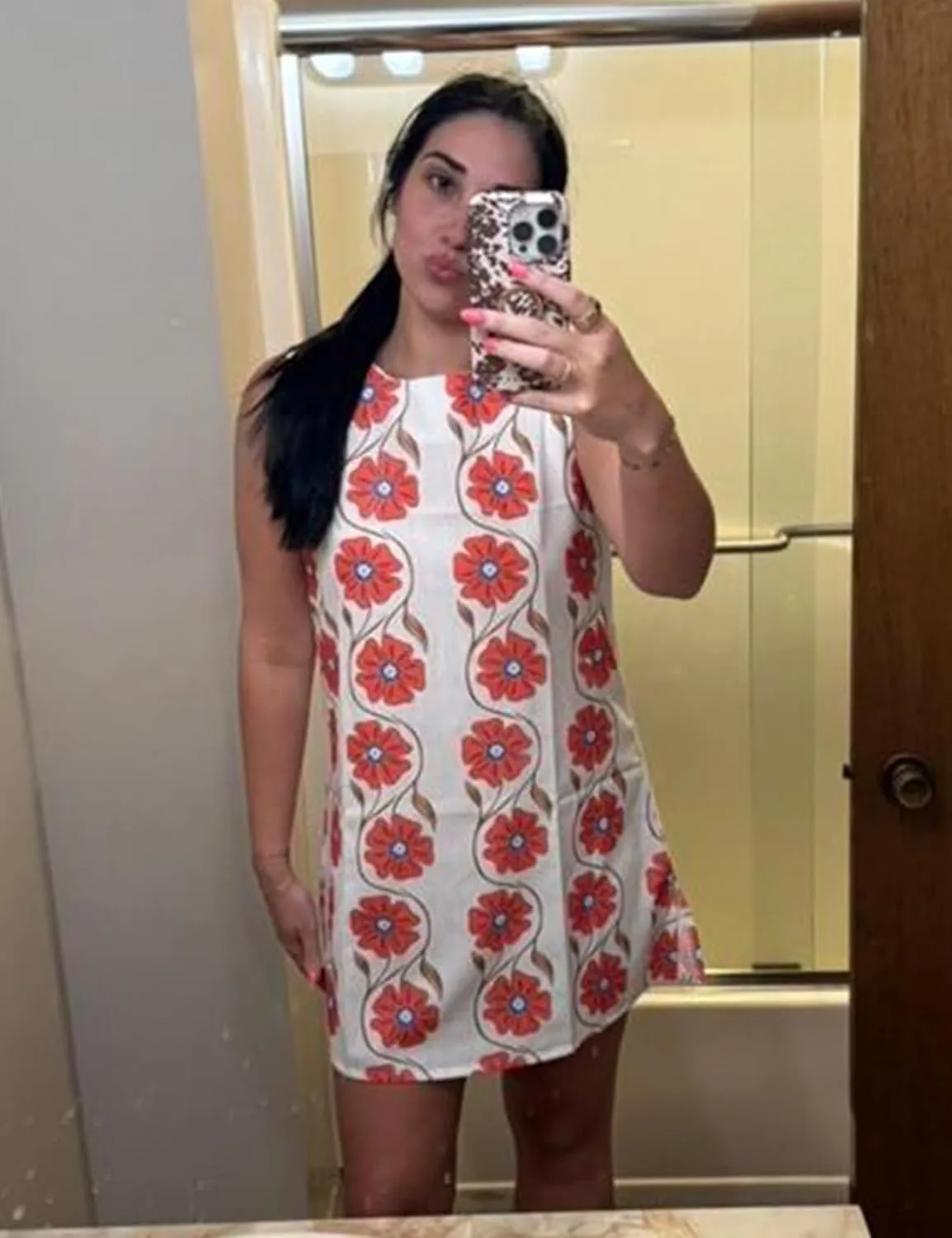 Womens Summer Floral Print Mini Dress Romantic Sleeveless Shift Short Dress Vacation Fairy Dresses