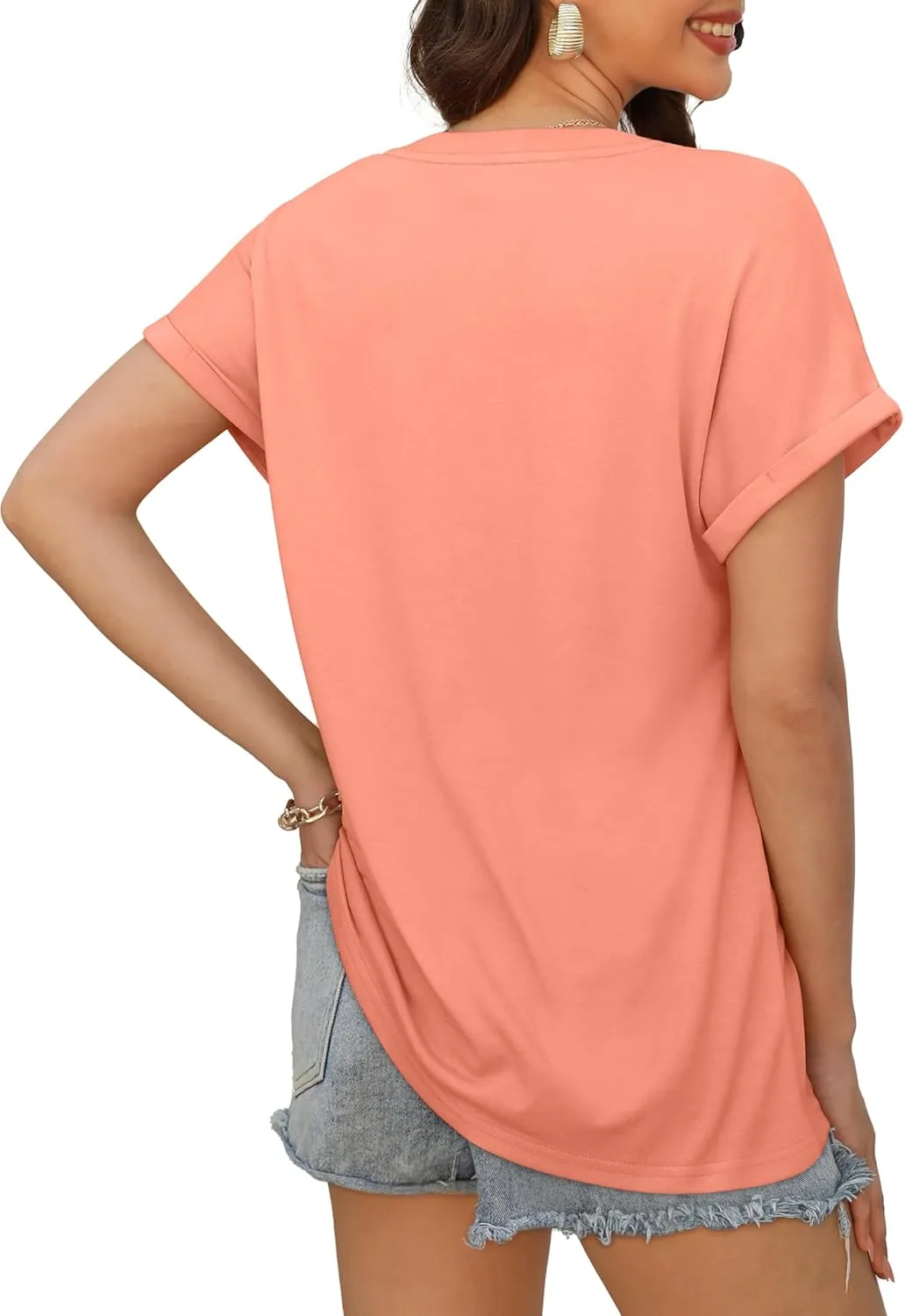 XIEERDUO Womens Summer Tops Short Sleeve Shirts Casual V Neck T Shirt Loose Fit Comfy