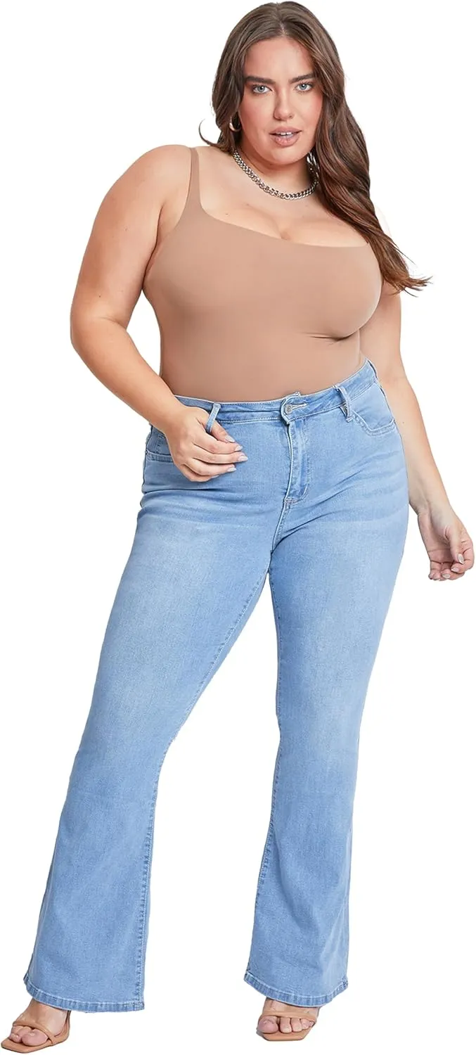 YMI Women's Junior Plus Size Basic Flare Jean