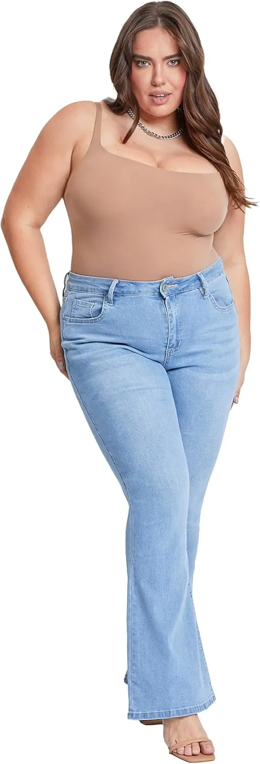 YMI Women's Junior Plus Size Basic Flare Jean