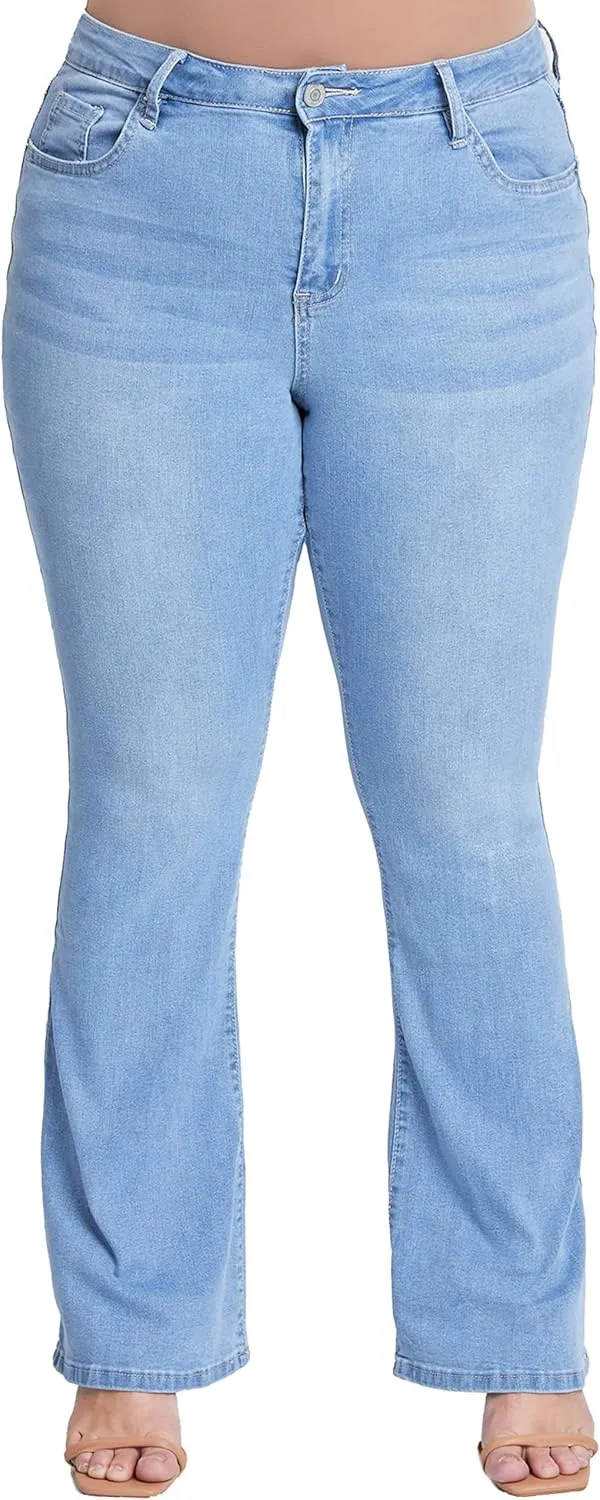 YMI Women's Junior Plus Size Basic Flare Jean