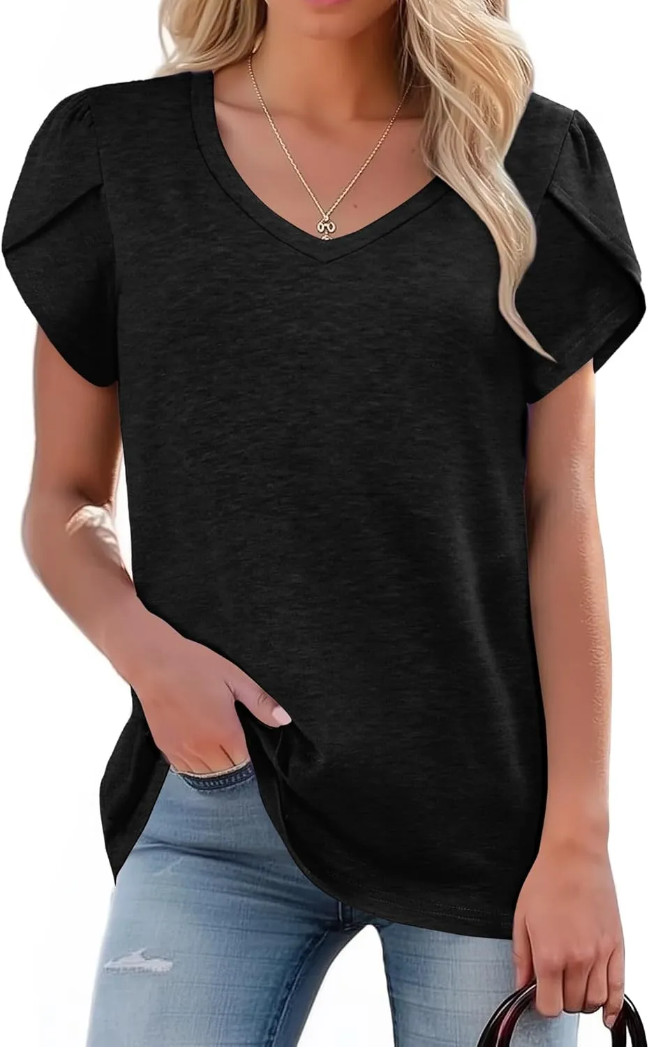 Zeagoo Womens Shirts Casual Short Sleeve Tees Dressy Casual Patel Blouses V Neck Summer Tops